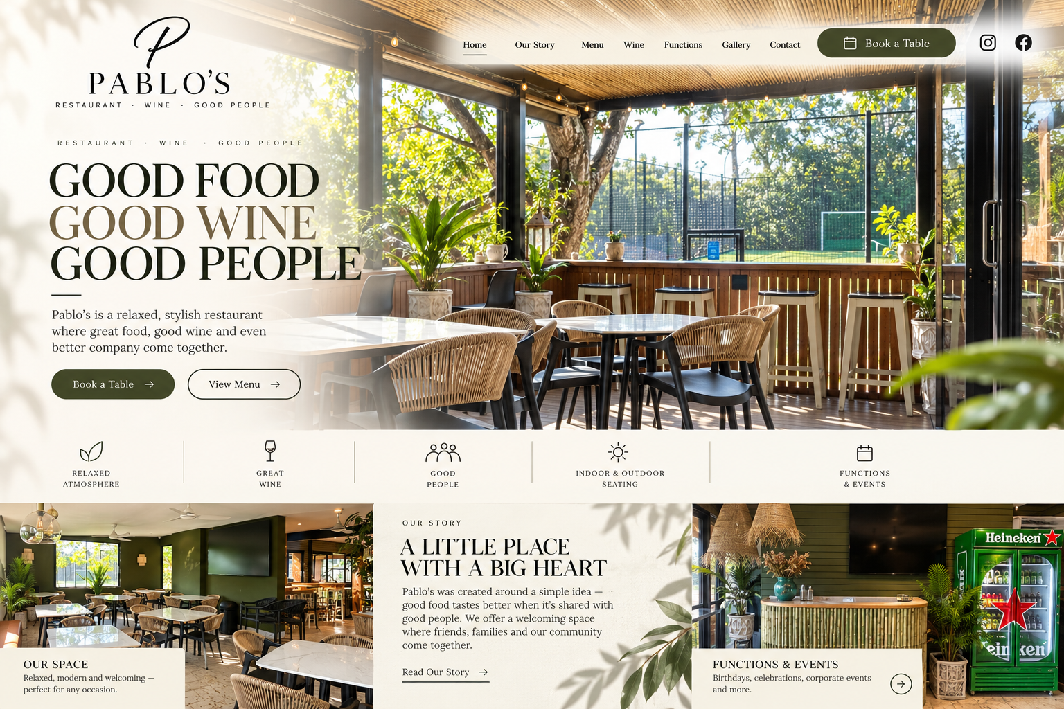 Approved Pablo’s restaurant website photography and atmosphere